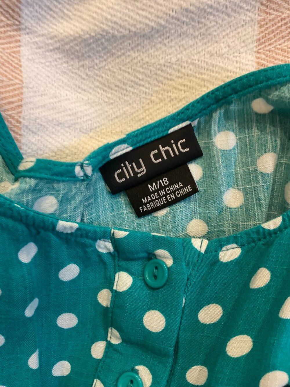 City Chic Teal & White Polka Dot Romper | M/18 | Plus Size - Picture 3 of 4